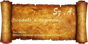 Szedmák Armanda névjegykártya